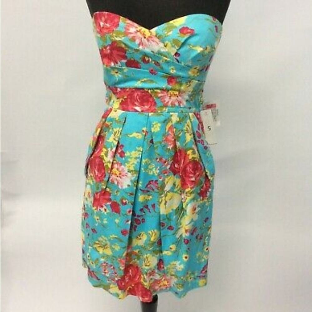 Teeze Me Strapless Floral Dress With Pockets